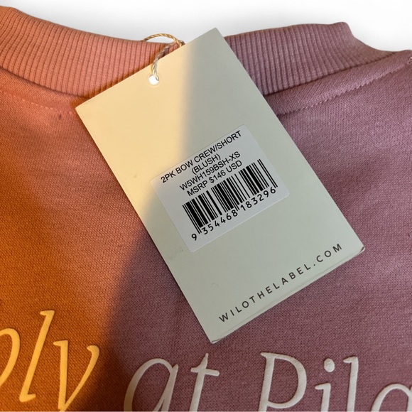 NWT! Wilo The Label Women's Pink Sweatshirt & Shorts SET size XS - Picture 5 of 8